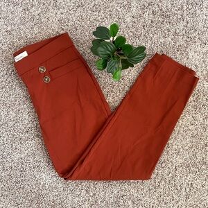 NEW ✨ Burnt Orange Stretch Trousers with Tortoiseshell Buttons Sz S